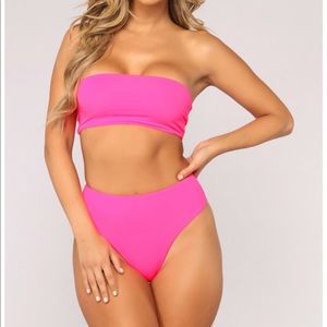Neon Pink High-Waisted Bathing Suit